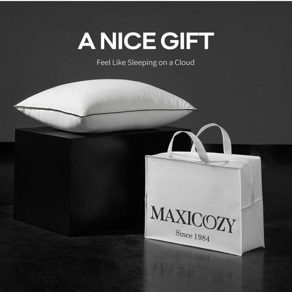 Luxury Premium Feather Down Fiber Pillows Standard Sz Fluffy Bed Pillows 480TC - Picture 7 of 7